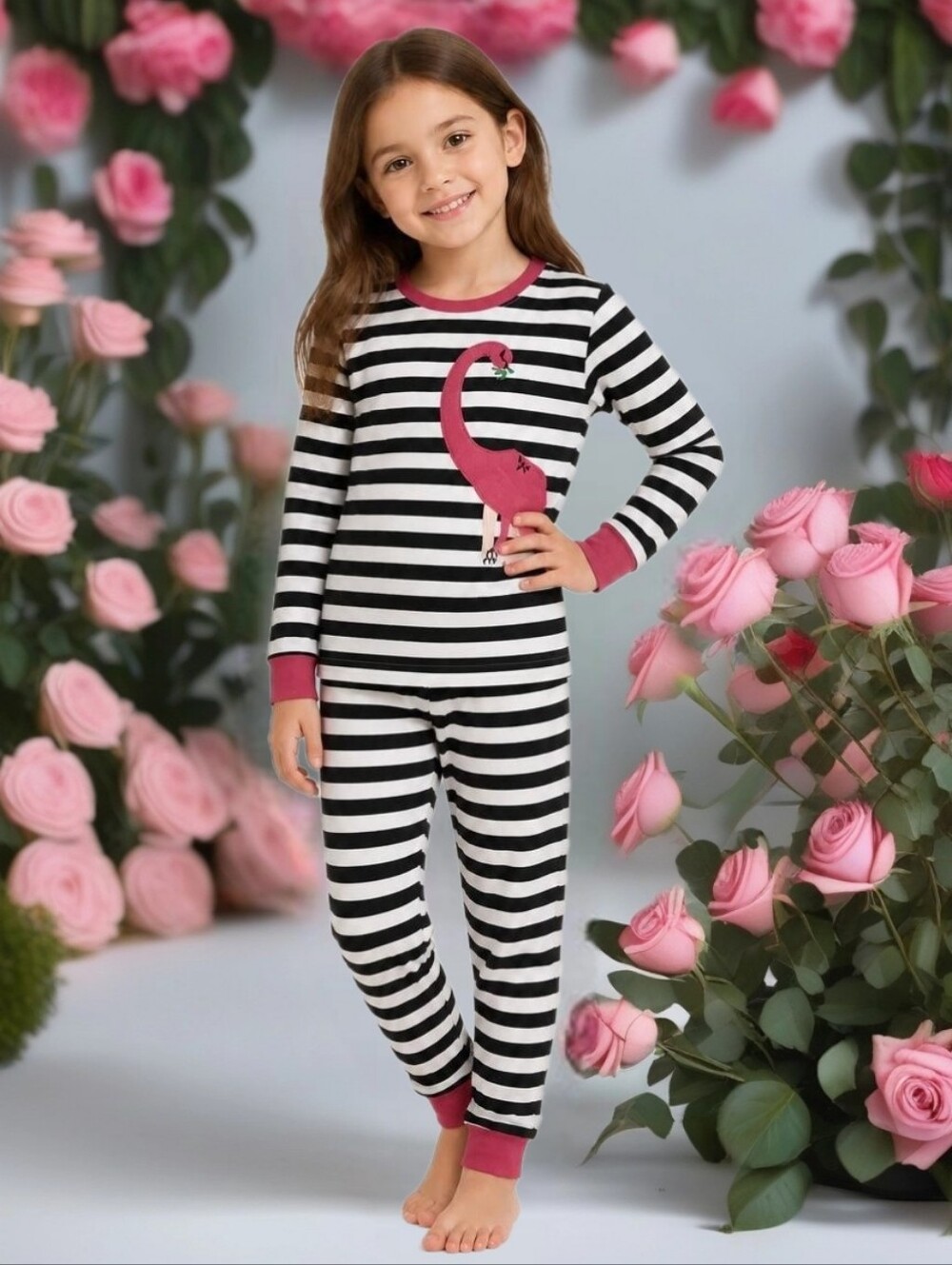 New striped dinosaur 2pc pajama set Girls